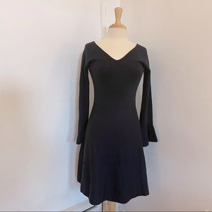 Ann Taylor Navy Dress with 3/4 Bell Sleeves Size Small